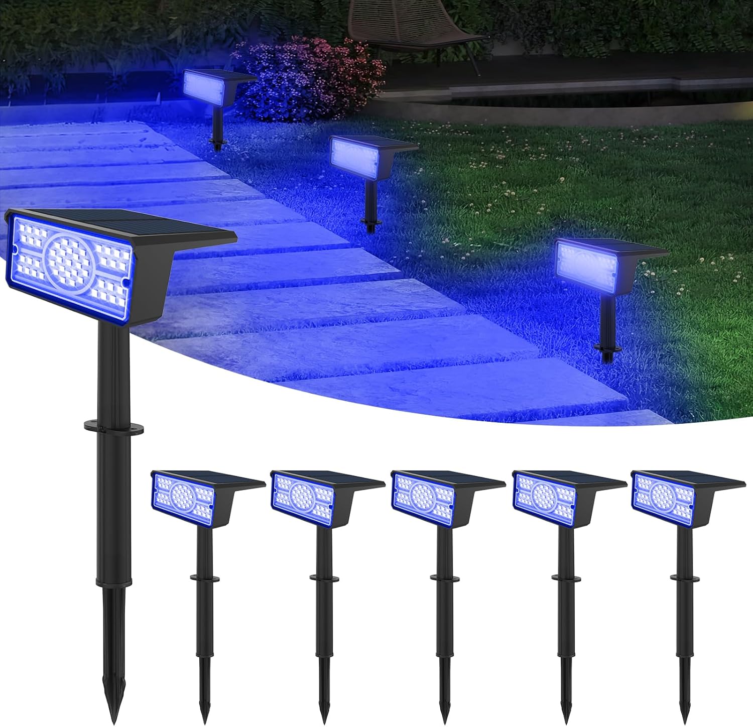 8-Pack Solar Spot Lights Outdoor Garden, 2-in-1 Green Light Solar Garden Lights with IP65 Waterproof and 2 Lighting Modes for Yard, House, and Pathway Ornaments