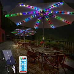 104 LED Solar Patio Umbrella Lights, 8 Modes, Remote Controlled (Cool White)