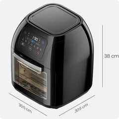 5-in-1 Air Fryer Oven with Rotisserie 10L, 1800W – 17 Presets, Bake, Roast, Dehydrate, Family Size with View Window