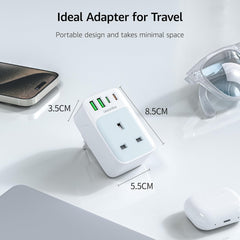 Multi Plug Socket Adapter with 35W PD USB-C Fast Charge, 2 USB-A & 2 USB-C Ports