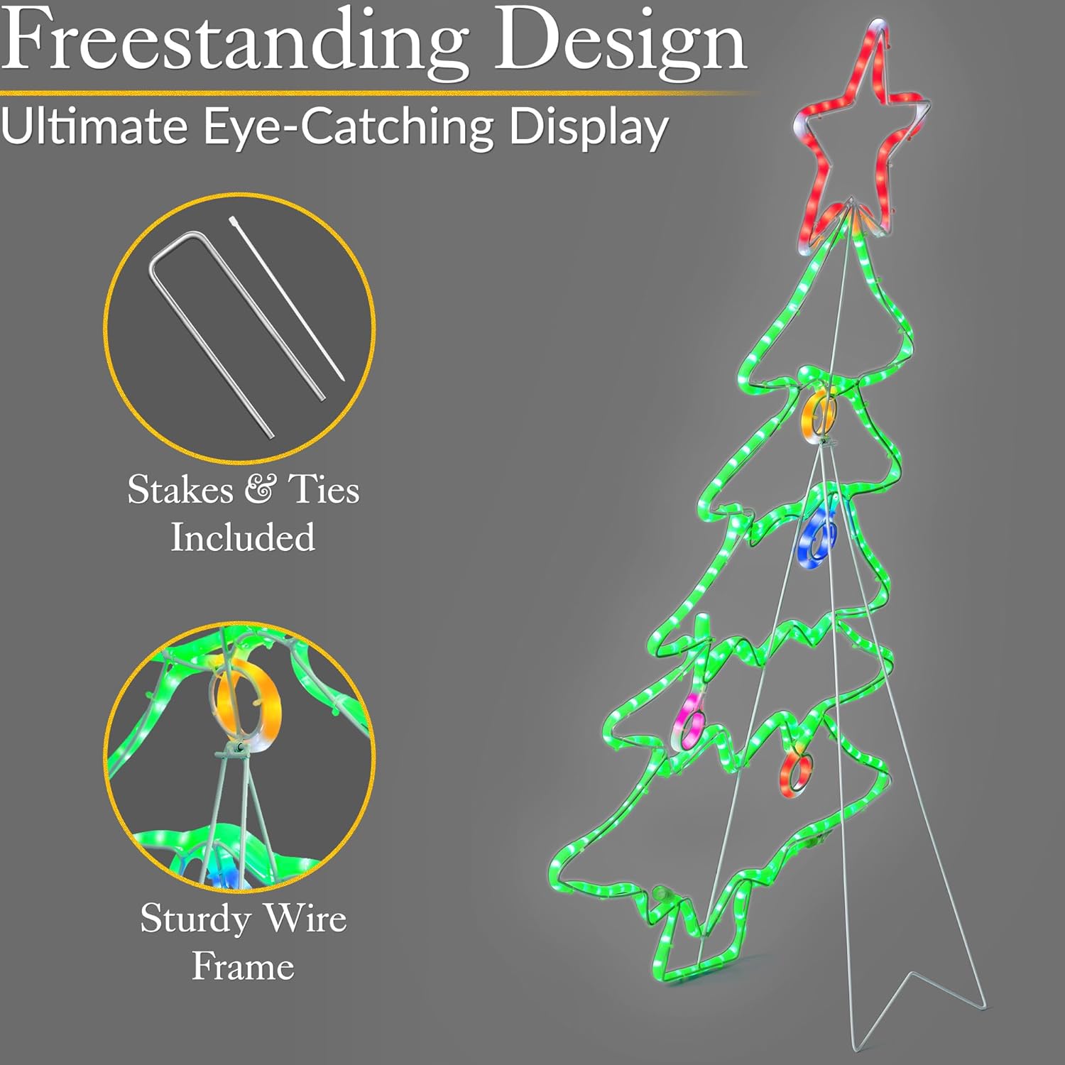 Freestanding multi-coloured LED Christmas tree