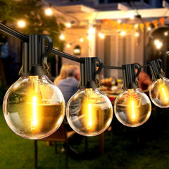 65.5ft Outdoor String Lights – Mains-Powered Festoon Lights with 30+2 Shatterproof G40 LED Bulbs, Waterproof for Gazebo, Pergola, Backyard, Patio, Balcony, Café, and Party