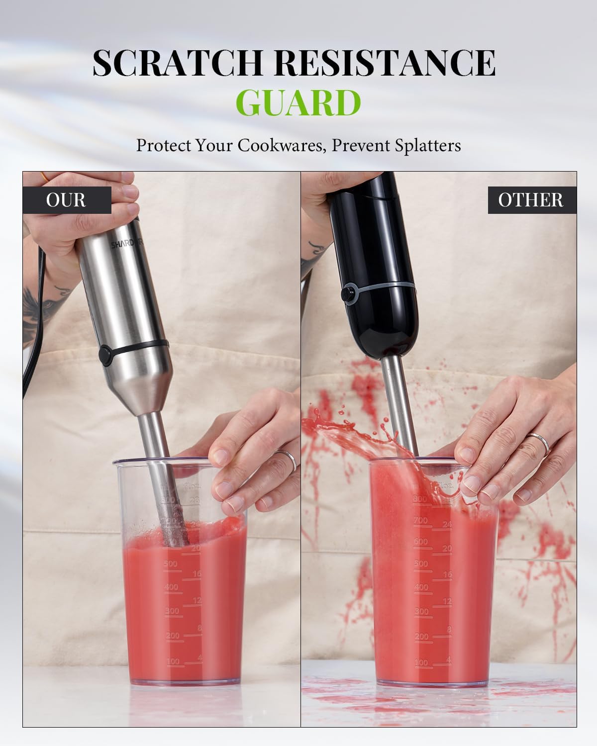 Hand Blender 1200W – 6-in-1 Stick Blender with Whisk, Chopper & Beaker