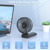 Hand Held Fan, Portable Handheld USB Rechargeable Fans with 4 Speeds, Personal Battery Powered Mini Desk Desktop Fan, Small Electric Hand Fan Folding for Home Office Indoor Outdoor Travel (Black)