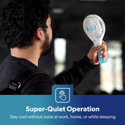 GEEPAS Rechargeable Fan - Pack of 2 | Mini Portable USB Handheld Fan for Home Office Travel Outdoor Personal Use | 3 Speed Settings 8Hr Run Time | Ultra Quiet Lightweight Air Circulator | Pink & Blue