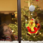 XINFTEUE Lighted Santa Christmas Window Silhouette – Warm White Battery Operated