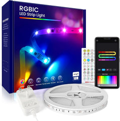 LED Strip Light 5m, RGB Music Sync Colour Changing LED Lights for Bedroom, Smart Ambient Lights with Bluetooth App & Remote Control, Flexible Design for Gaming, Ceiling, and Home Decoration