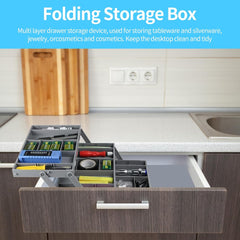 3-Tier Expandable Drawer Organizer, Folding Multi-Level Makeup & Office Storage Tray