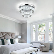 11.8" Modern Crystal Chandelier LED Flush Mount Ceiling Light Remote