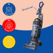Russell Hobbs Hypermax Upright Vacuum Cleaner Grey & Blue, 700W, 4L Bagless