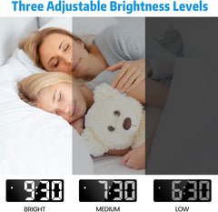 Mains Powered LED Digital Alarm Clock – Time, Date, Temperature, Snooze, Adjustable Brightness