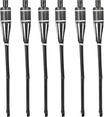 3/6Pcs 65cm Black Bamboo Tiki Torch Outdoor Garden Oil Paraffin Patio Light (Set of 6)