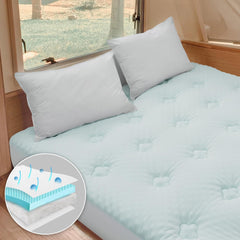 Double Memory Foam Mattress Topper – 135x190cm with Extra Deep Pocket Cover