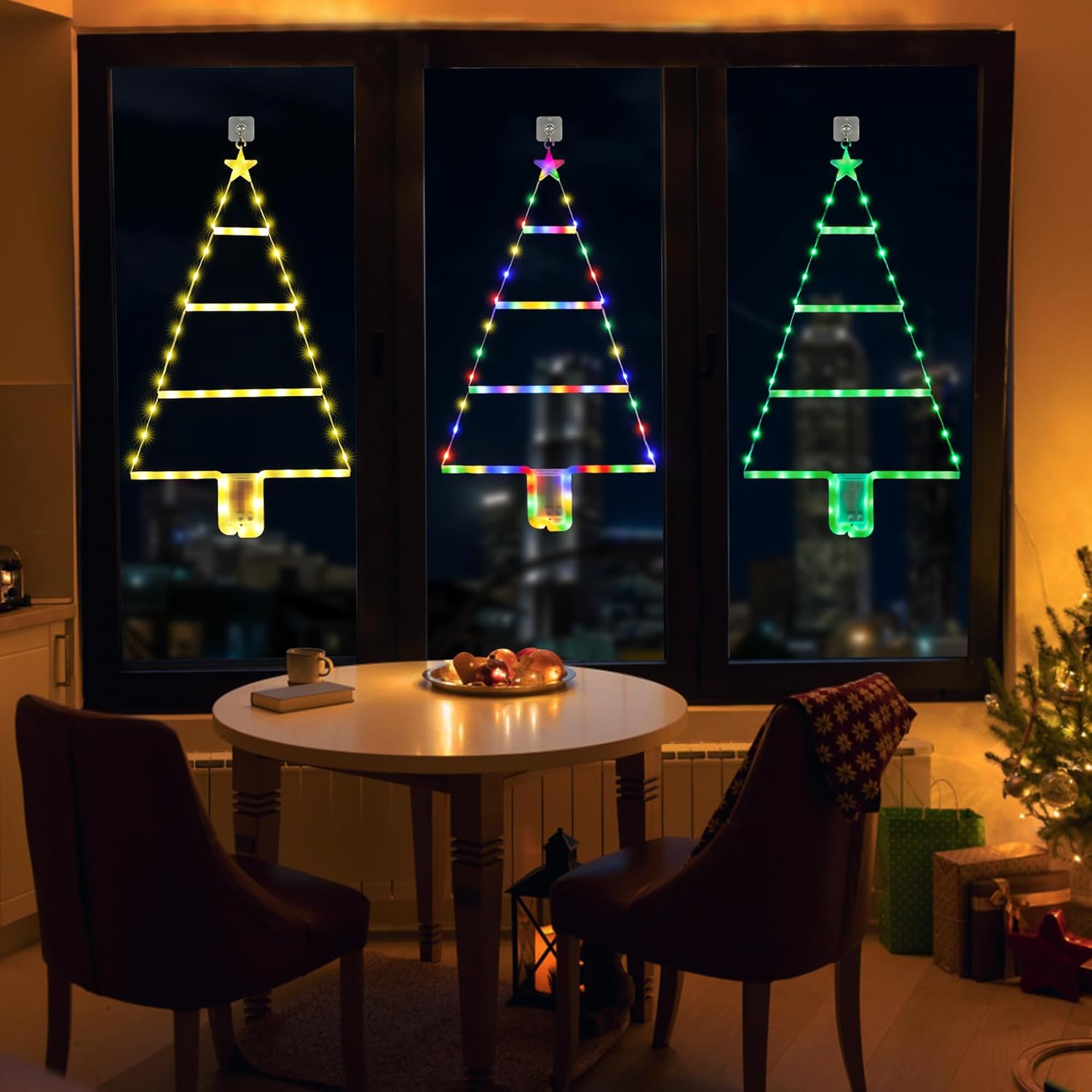 Battery-operated Christmas ladder lights with 8 modes