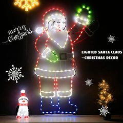 Colorful multicolor LED Santa for indoor and outdoor display