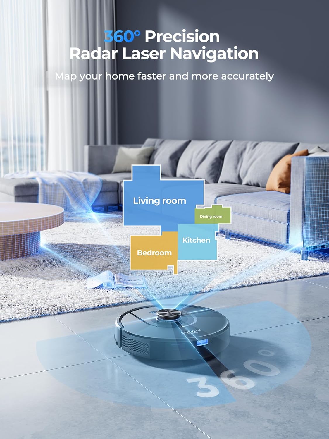 Laresar Robot Vacuum Cleaner with Mop 5000Pa