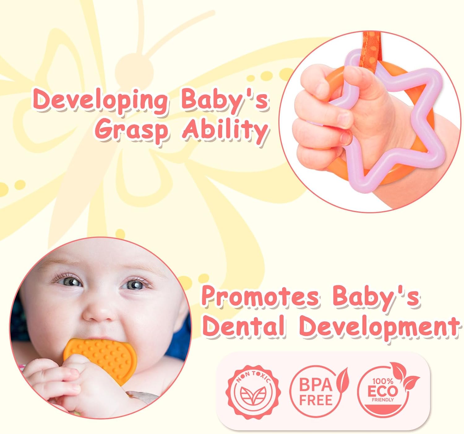 Baby Musical Sensory Butterfly Toy – Plush Rattle, Crinkle, Teether & Hanging Ring (0–12M)