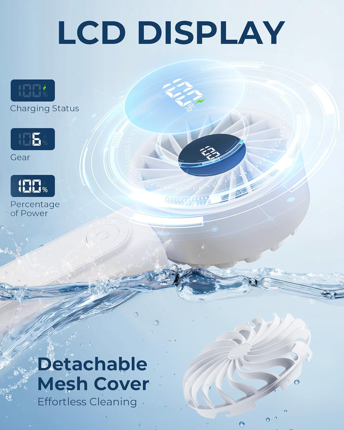 4000mAh Foldable Handheld Fan with LED Display