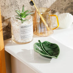 Titanape Green Leaf Trinket Dish – Decorative Jewelry Tray & Key Bowl, Gift for Women