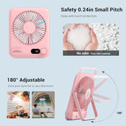 WHATOOK Desk Fan USB: 5000mAh Ultra Quiet 100 Speeds Mini Personal Fans with 24H Long-Lasting Battery, USB-C Fast Charging, LED Display, Child-Safe Grille for Home Office Bedroom Travel Camping