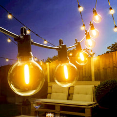 Kawaya 25FT Outdoor String Lights - Dimmable LED Festoon Lights, IP65 Waterproof, Soft White, 12+1 Bulbs for Garden and Party Decor