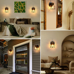 Lightess Industrial Wooden Wall Lamp – Retro Metal Cage Adjustable Wall Sconce, Indoor E27