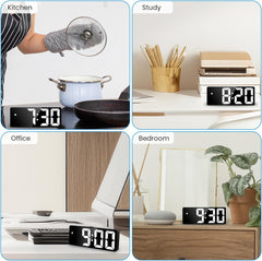 Mains Powered LED Digital Alarm Clock – Time, Date, Temperature, Snooze, Adjustable Brightness