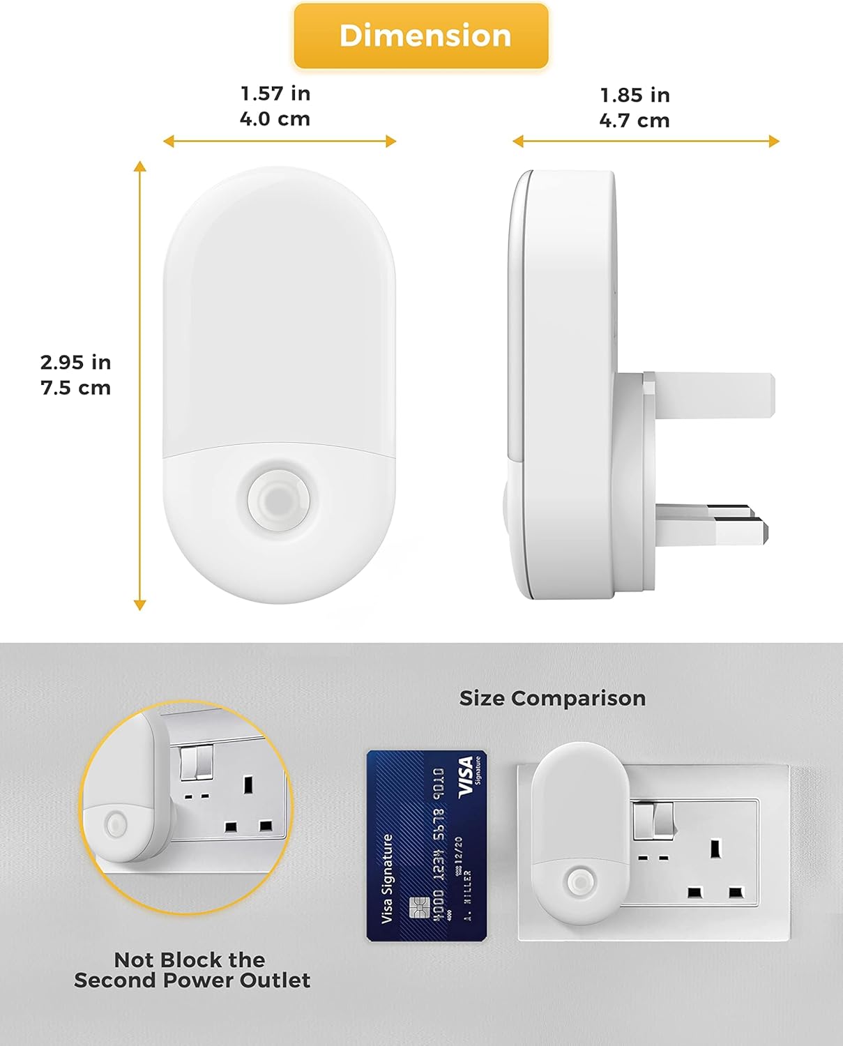 LED Night Light Plug in Wall with Dusk to Dawn Sensor, 2 Pack – 3000K Warm White, Adjustable Brightness