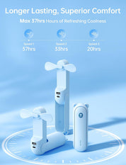 Portable Handheld Fan with 4500mAh Powerbank – Blue