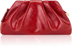 Cloud Clutch Bag for Women – PU Leather Pleated Dumpling Purse with Shoulder Strap