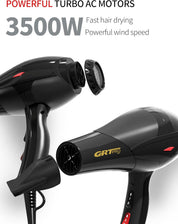 Hair Dryer 3500W – Ionic AC Motor with Blue Light Anion, 3 Heat & 2 Speed, Diffuser & Nozzles