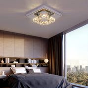Modern Square K9 Crystal LED Chandelier Flush Mount Ceiling Light