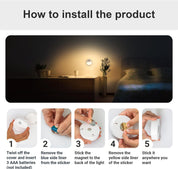 Battery Motion Sensor Night Lights Pack of 3 LED Stick-On Warm White