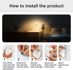 Battery Motion Sensor Night Lights Pack of 3 LED Stick-On Warm White