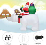 Giant 8FT Santa on Polar Bear LED Christmas Yard Inflatable Decor