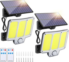 150 LED Solar Wall Lights - IP65 Waterproof, Motion Sensor Security Flood Lights, Solar Powered for Garage, Front Door, Garden Shed, Yard [Energy Class A]