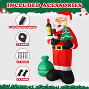 8FT Inflatable Santa Claus Holding Red Wine with Built-in LED Lights, Large Outdoor Christmas Decoration for Garden, Yard & Party Décor – Black & Red