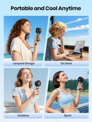 Warmco Portable Handheld Fan 5000mAh, Mini Turbo Fan with LED Display & Base, High Speed USB Rechargeable Personal Fan, Small Pocket Size for Travel, Makeup, Office, Outdoor