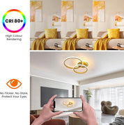 Modern LED Ceiling Lamp, 42W 4700LM Gold Round Chandelier Ceiling Light for Living Room, Bedroom, Dining Room, Office (3000K Warm White)