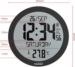 Large Radio Controlled Wall Clock Premium Quality, Temperature Display