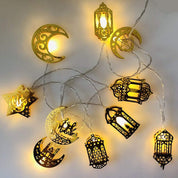 Ramadan Eid Mubarak String Lights – Battery Powered Moon Star Lantern LED Fairy Lights for Indoor & Outdoor Decoration