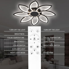 Ceiling light fixture with control panel in a room setting