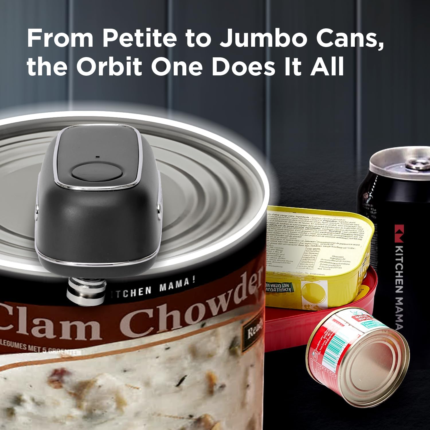 Kitchen Mama Orbit One Rechargeable Can Opener – Black, Hands-Free