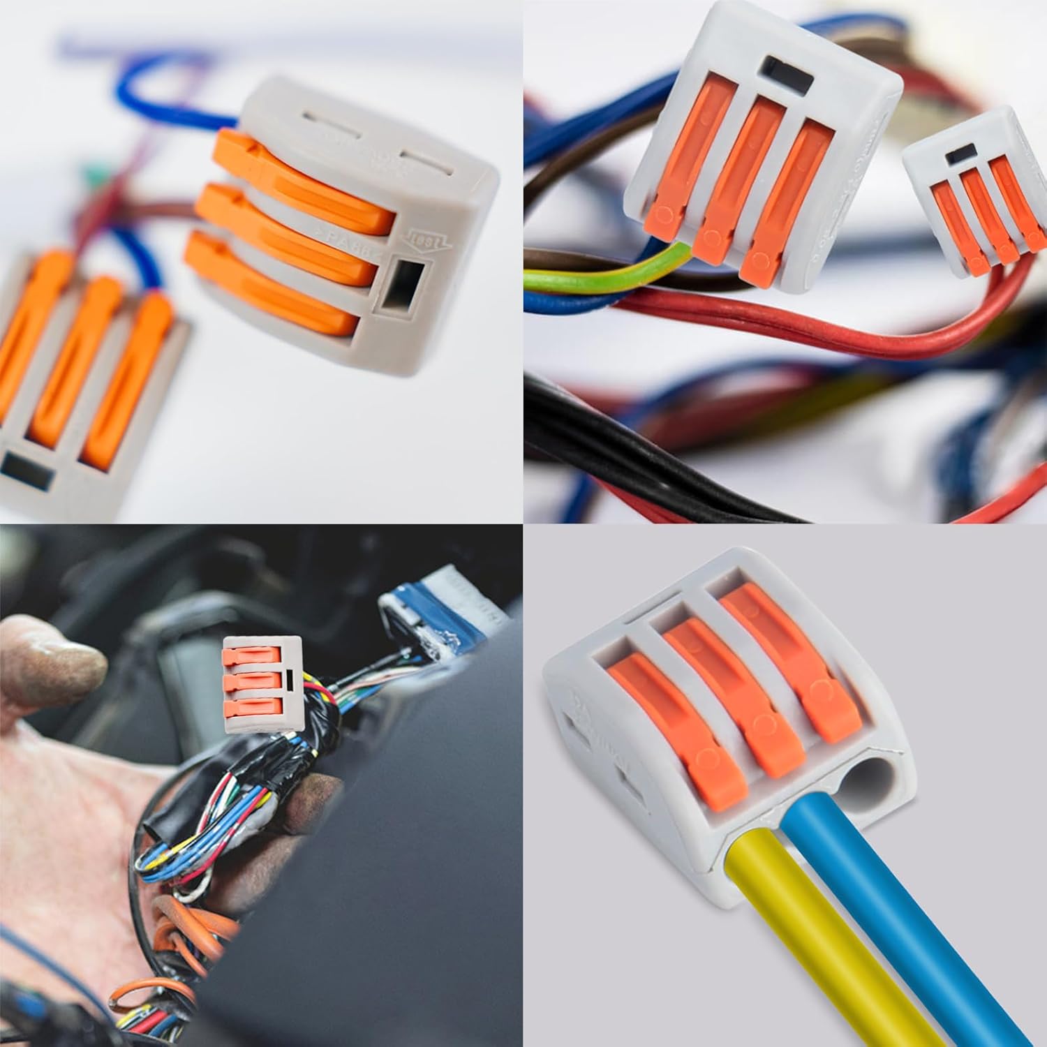 Preciva 30pcs Wire Connectors, Electrical Connector Blocks, 3 Way Compact Cable Terminals Clips Terminal Block Quick Spring, Lever Nut Assortment Conductor with Clamp 3-Port (30PCS)