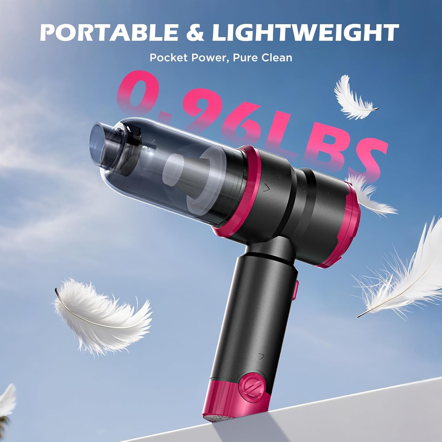 Handheld Car Vacuum Cleaner 15000Pa 4-in-1 Cordless (Pink)