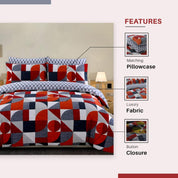 DTEX HOMES Double Duvet Set – 100% Cotton Reversible Geometric Print, Soft Luxury Bedding Set