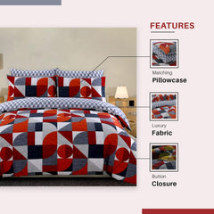 DTEX HOMES Double Duvet Set – 100% Cotton Reversible Geometric Print, Soft Luxury Bedding Set