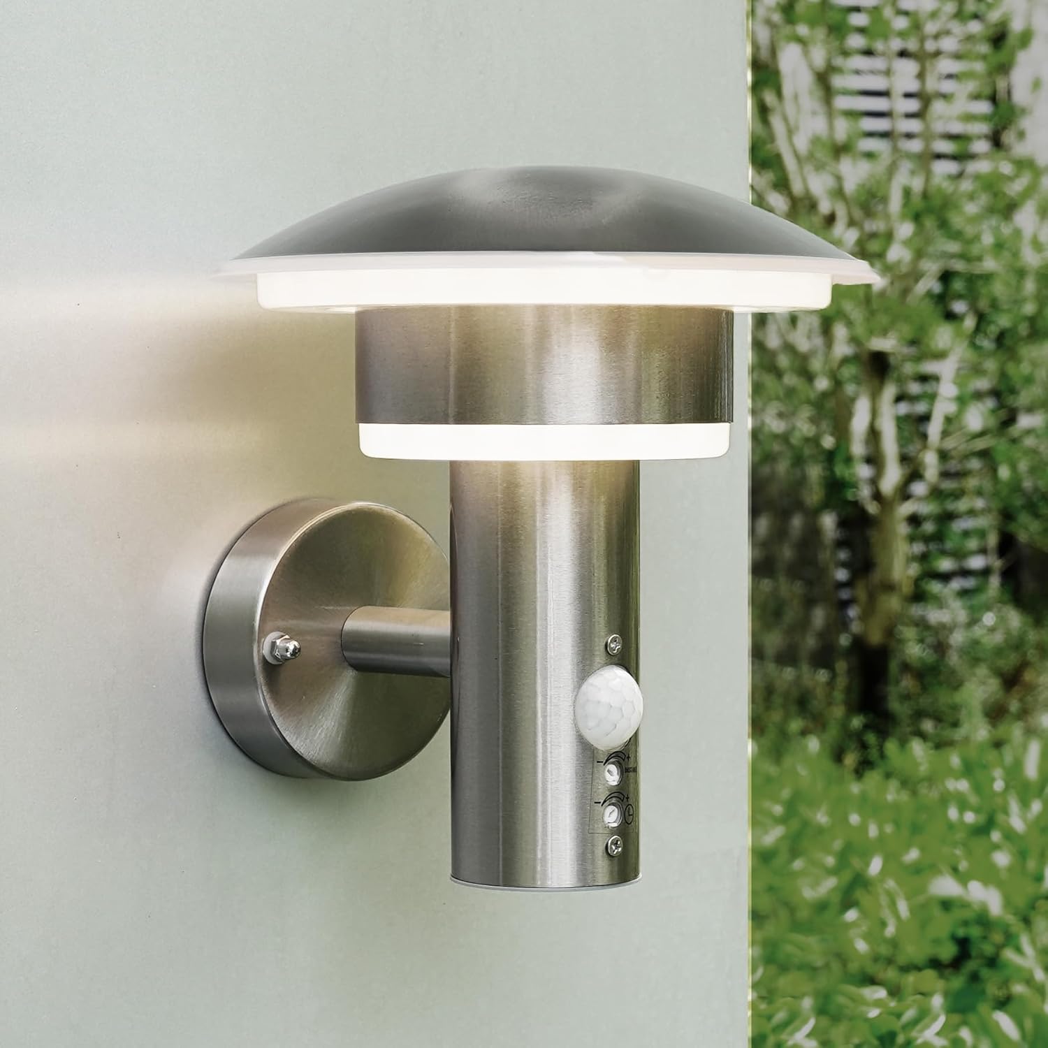 Outdoor LED Wall Light with Motion Sensor, 1000LM, 3000K Warm White, IP44 Stainless Steel