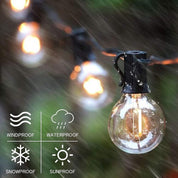 Outdoor Festoon String Lights 200FT (60M) Mains Powered, 104 LED G40 Shatterproof Bulbs, IP45 Waterproof Linkable Garden Lights