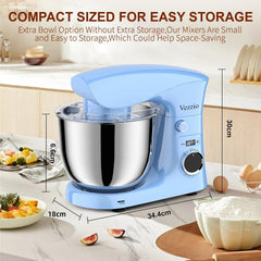 Small Stand Mixer 1500W – 10-Speed Food Mixer for Baking with 5.5L Bowl – Lightweight Dough Mixer for Home & Cake – Blue